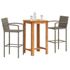 Graue Outdoor-Bar-Set Adelin 3-teilig (Akazienholz und Polyrattan)