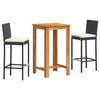 Bartischset Texanna in Schwarz (3-teilig, Akazienholz und Polyrattan)