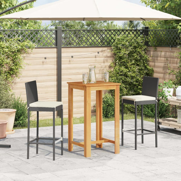 Bartischset Texanna in Schwarz (3-teilig, Akazienholz und Polyrattan)
