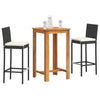 Bartischset Texanna in Schwarz (3-teilig, Akazienholz und Polyrattan)