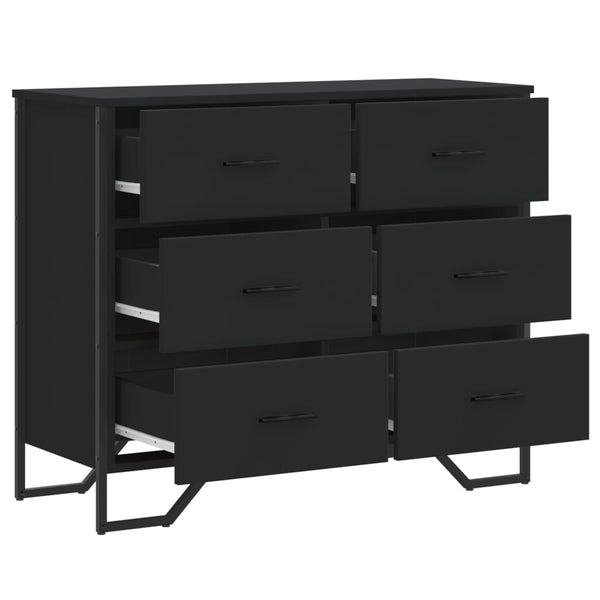 Schwarze Kommode Elisabett 91x35,5x74,5cm (Holz)