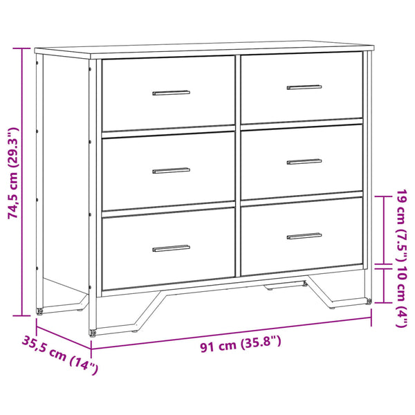 Schwarze Kommode Elisabett 91x35,5x74,5cm (Holz)