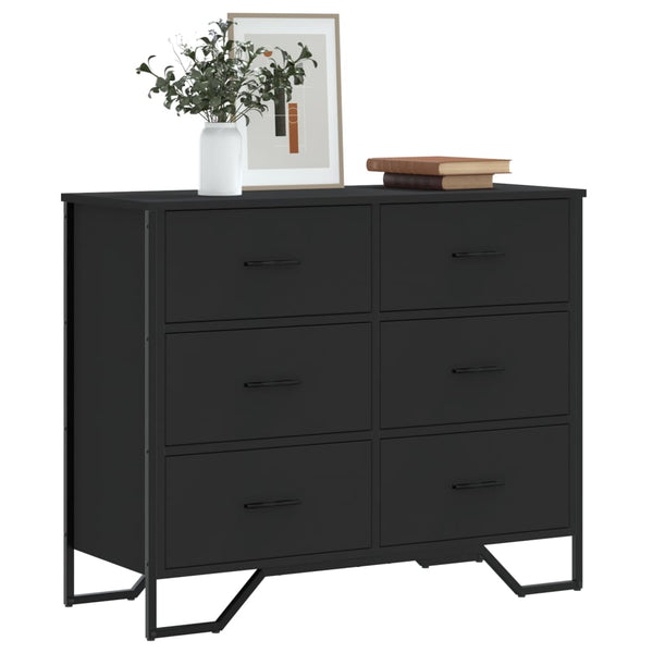 Schwarze Kommode Elisabett 91x35,5x74,5cm (Holz)