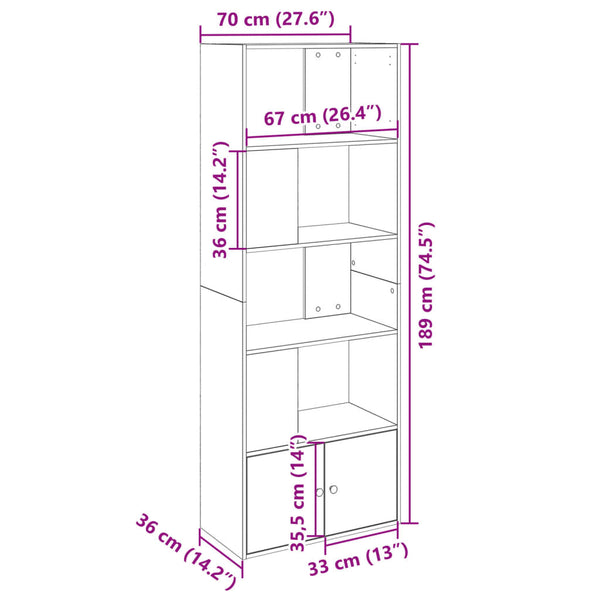 Schwarzes Bücherregal Tuglodi 70x36x189cm (Holz)