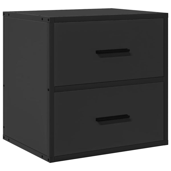 Musta seinäkiinnitettävät yöpöydät Messinger 40x31x39,5cm (2 kpl)