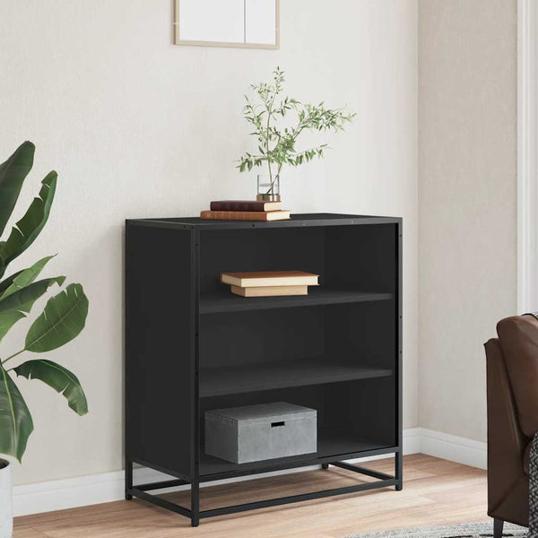 Schwarzes Sideboard Virvoara 68x35x76cm (konstruiertes Holz und Metall)