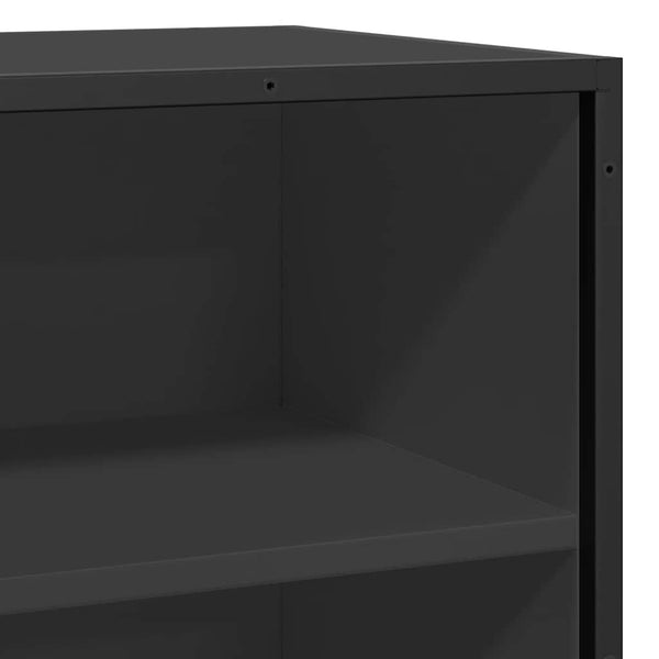 Schwarzes Sideboard Virvoara 68x35x76cm (konstruiertes Holz und Metall)