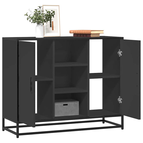 Schwarze Kommode Sevasti 92x35x76cm (Holz)