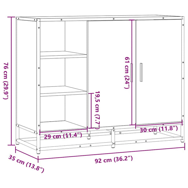 Graues Sideboard Hollo 92x35x76cm (Holz)