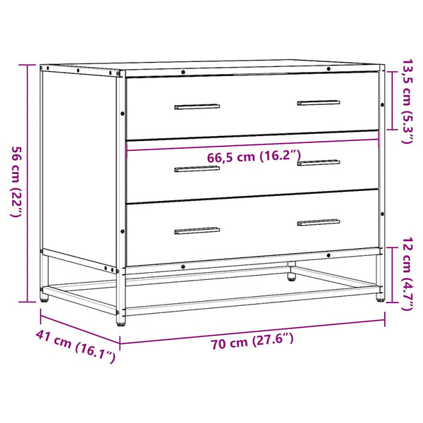Savustettu tammi laatikkokaappi Erdenta 70x41x56cm (engineered wood)