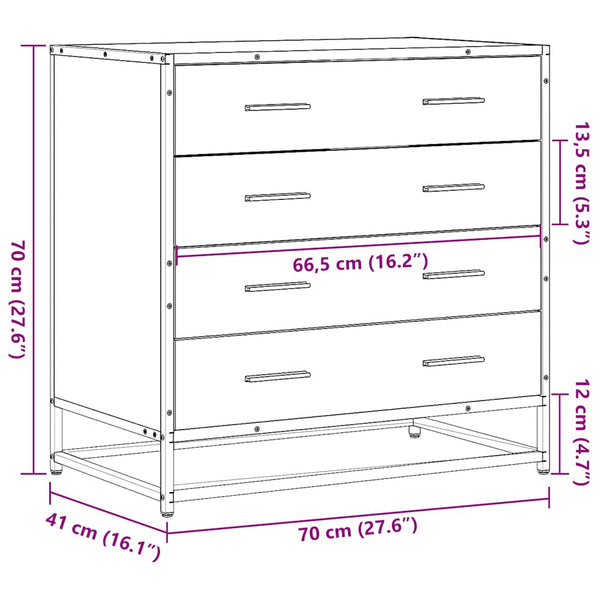 Schwarze Kommode Cohut 70x41x70cm (Holz)