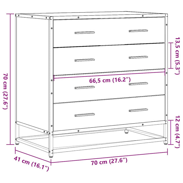 Savustettu tammi laatikkokaappi Cohut 70x41x70cm (engineered wood)
