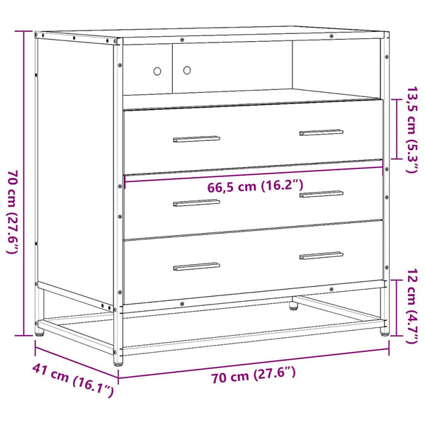Savustettu tammi laatikkokaappi Duliga 70x41x70cm (engineered wood)