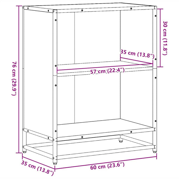 Brauner Bücherschrank Adalber 60x35x76cm (Eichen-Holzwerkstoff)
