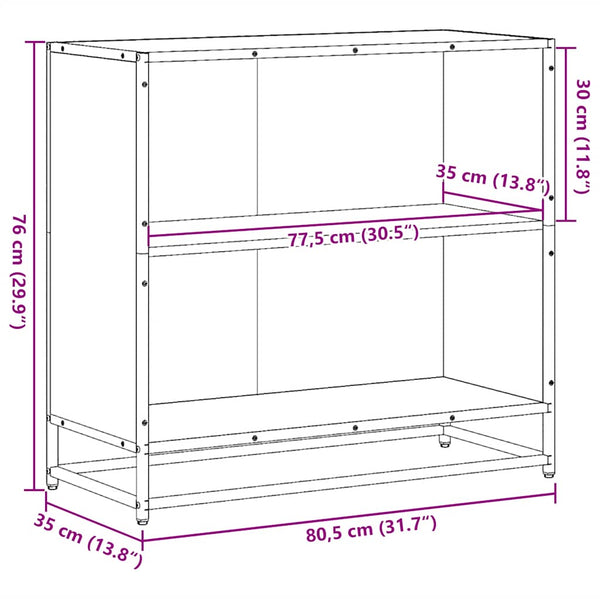 Schwarzes Bücherregal Adalber 80,5x35x76cm (Spanplatte)