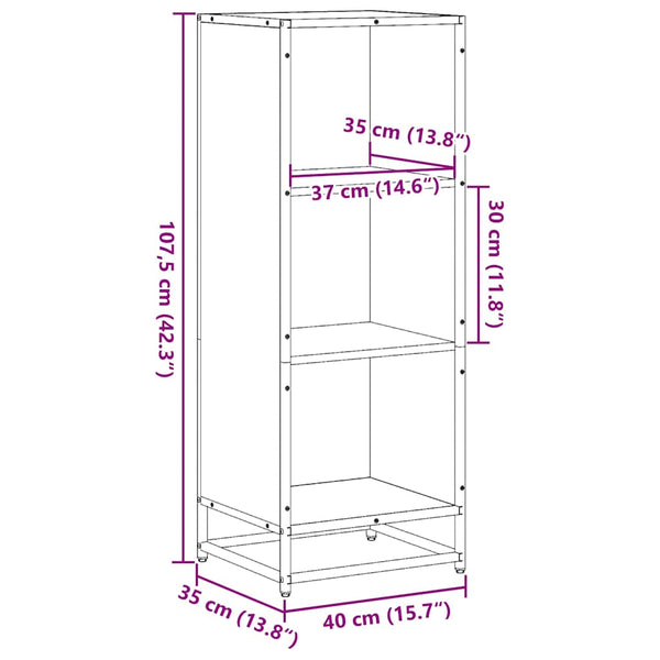 Bücherregal Adalber Braun 40x35x107,5cm (Eichenholzwerkstoff)