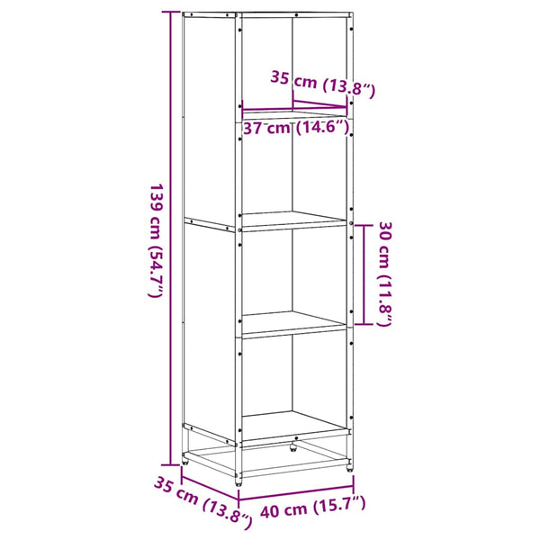Schwarzer Bücherschrank Adalber 40x35x139cm (Holzwerkstoff)