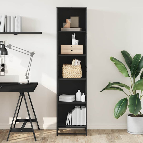 Schwarzes Bücherregal Adalber 40x35x170,5cm (Holzwerkstoff)