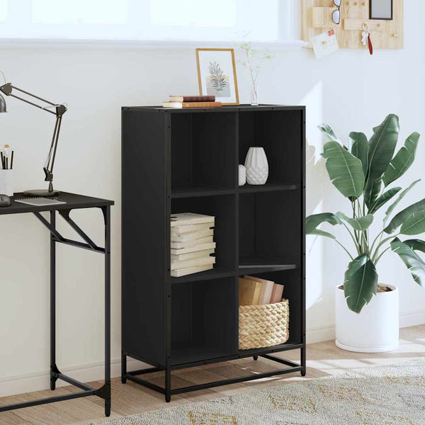Schwarzer Bücherschrank Romilia 65,5x33x107,5cm (Holzwerkstoff)