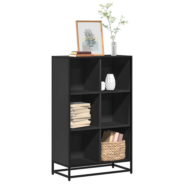 Schwarzer Bücherschrank Romilia 65,5x33x107,5cm (Holzwerkstoff)