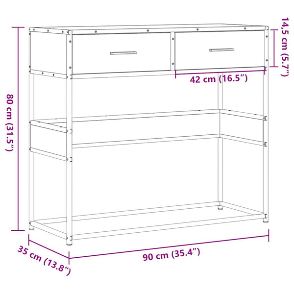 Musta konsolipöytä Georgette 90x35x80cm (puinen)