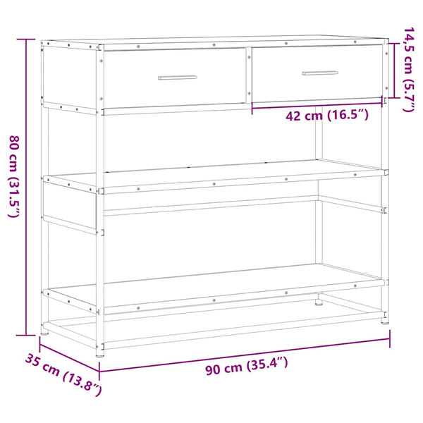 Schwarzer Konsolentisch Leona 90x35x80cm (Holz)
