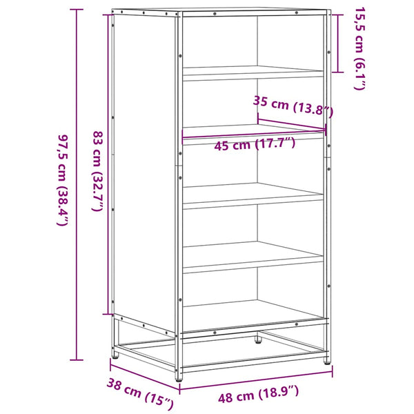 Schwarzer Schuhschrank Catana 48x38x97,5cm (Holz)