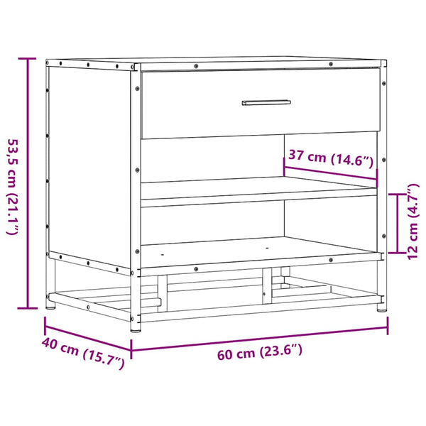 Graue Schuhbank Nejwed 60x40x53,5cm (Holz und Metall)