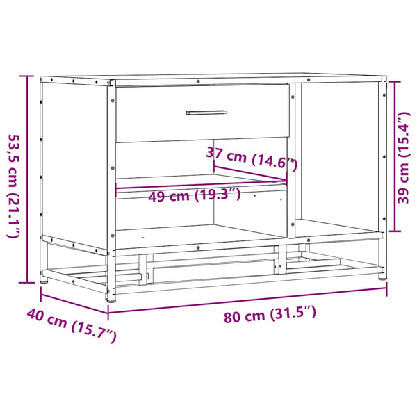 Graue Schuhbank Iosifa 80x40x53,5cm (Holz und Metall)