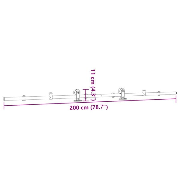 Marianita 200 cm Schiebetürbeschläge Silber (Edelstahl)