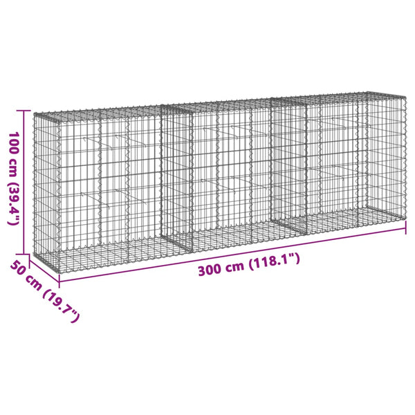 Verzinkter Steinkorb auf dem Dach Nena 300x50x100cm (Eisen)