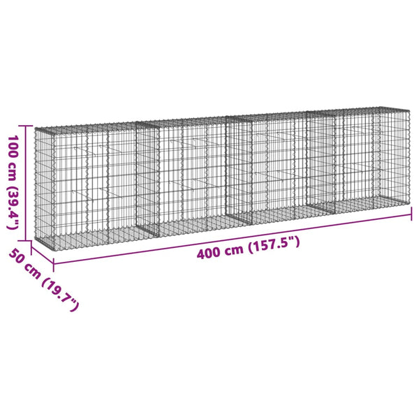 Verzinkter Steinkorb auf dem Dach Nena 400x50x100cm (Eisen)