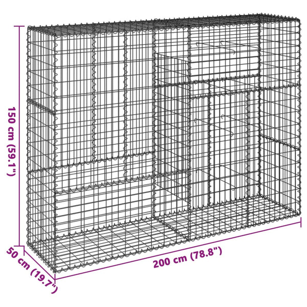 Verzinkter Steinkorb auf Dach Nena 200x50x150cm (Eisen)