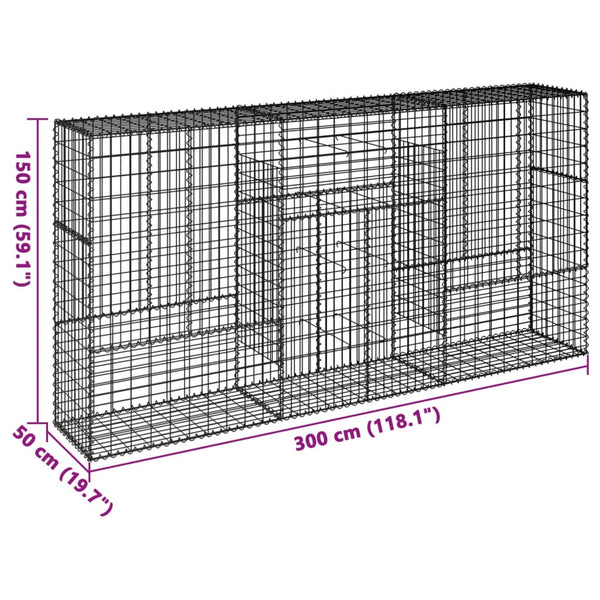 Verzinkter Steinkorb auf dem Dach Nena 300x50x150cm (Eisen)