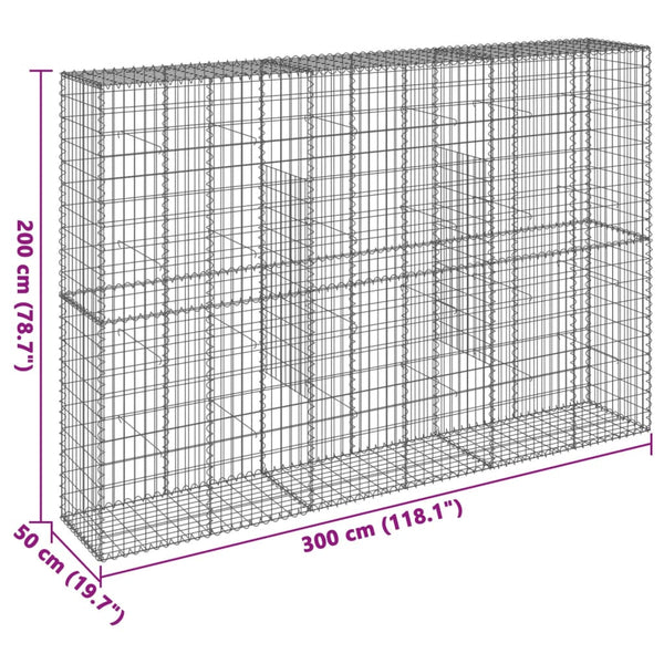 Verzinkter Steinkorb auf Dach Nena 300x50x200cm (Eisen)