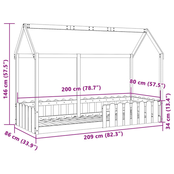 Kinderhausbettgestell Luigia 80x200cm (Kiefer)