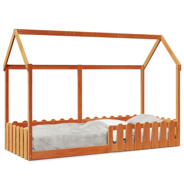 Vahanruskea lasten talo sängynrunko Luigia 80x200cm (mänty)