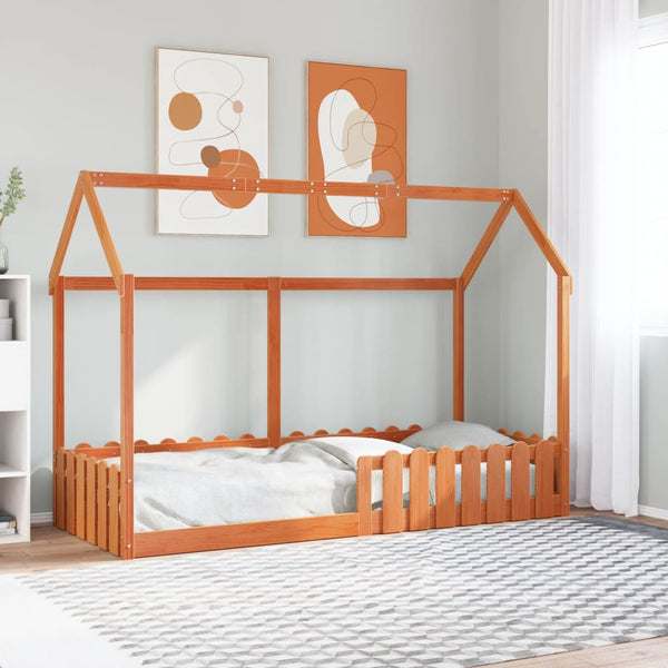 Vahanruskea lasten talo sängynrunko Luigia 80x200cm (mänty)