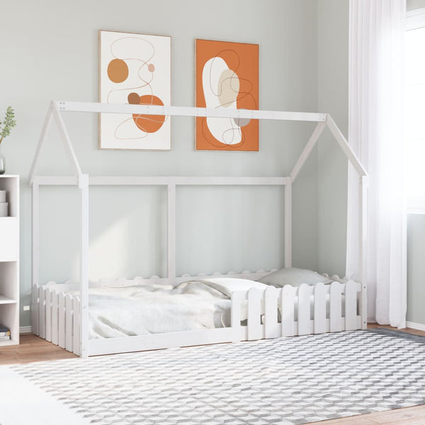 Valkoinen lasten talonmuotoinen sängynrunko Luigia 90x190cm (mänty)