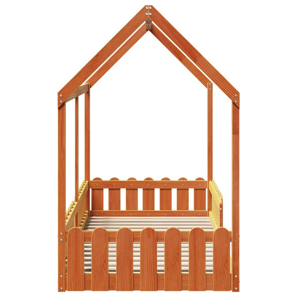 Wachsbraunes Kinderbettgestell in Hausform Luigia 90x190cm (Kiefer)