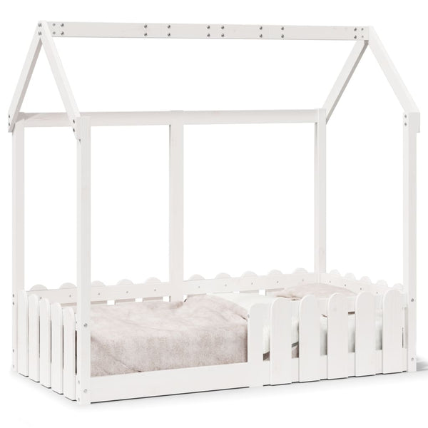 Weißes Kinderbettgestell Hausform Luigia 70x140cm (Kiefer)