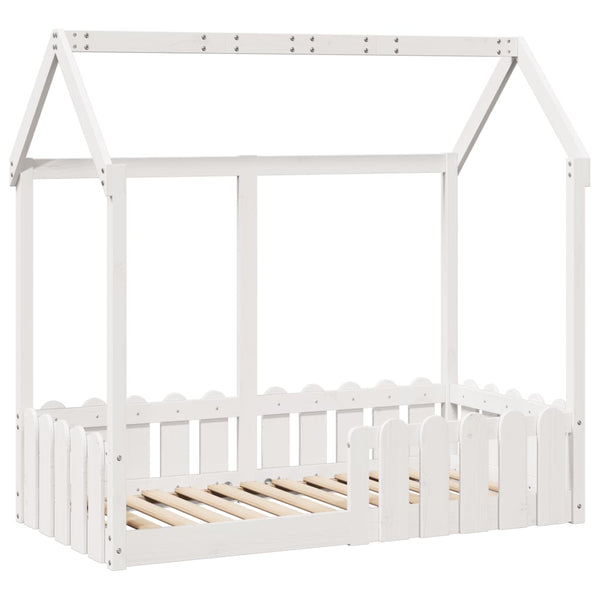 Weißes Kinderbettgestell Hausform Luigia 70x140cm (Kiefer)