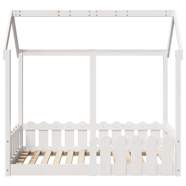 Weißes Kinderbettgestell Hausform Luigia 70x140cm (Kiefer)