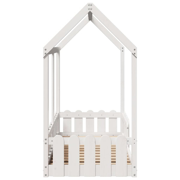 Weißes Kinderbettgestell Hausform Luigia 70x140cm (Kiefer)