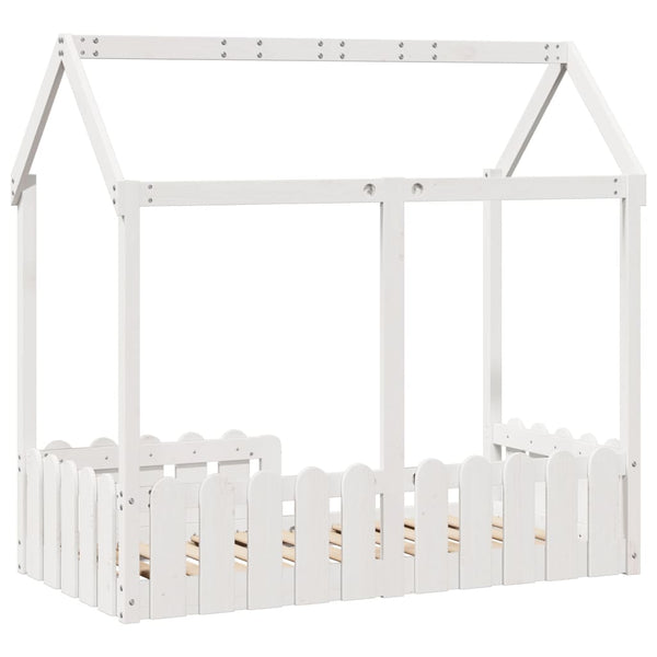 Weißes Kinderbettgestell Hausform Luigia 70x140cm (Kiefer)