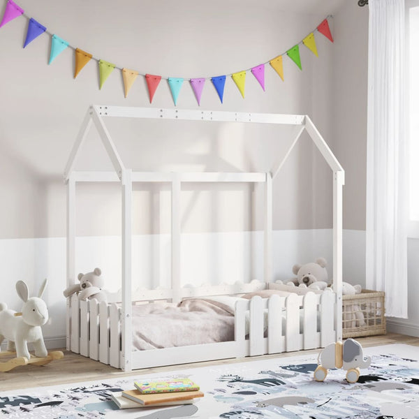 Weißes Kinderbettgestell Hausform Luigia 70x140cm (Kiefer)