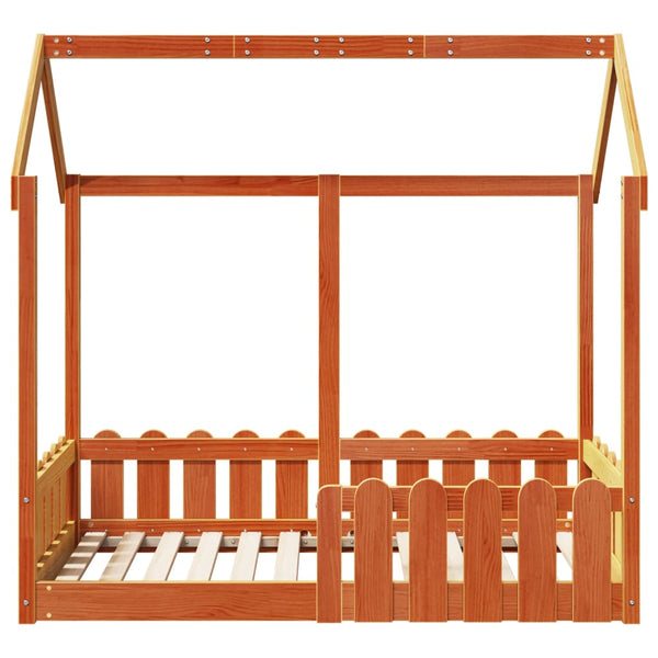 Vahanruskea lasten talonmuotoinen sängynrunko Luigia 70x140cm (mänty)