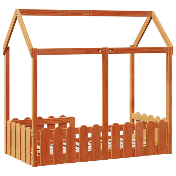 Vahanruskea lasten talonmuotoinen sängynrunko Luigia 70x140cm (mänty)
