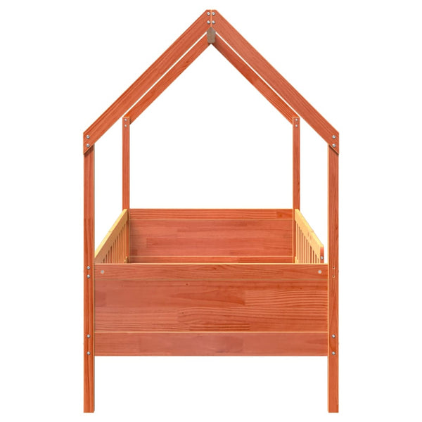 Wacholderbraunes Kinderbettgestell Hausform Nazam 90x200cm (Kiefer)