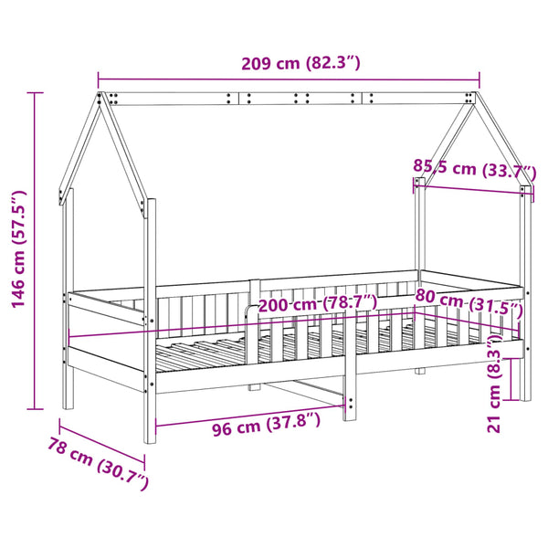 Lasten talo sängynrunko Nazam 80x200cm (mänty)